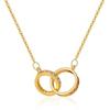 Interlocking Double Ring Gold Plated Zircon Light Luxury Simple Clavicle Necklace For Women