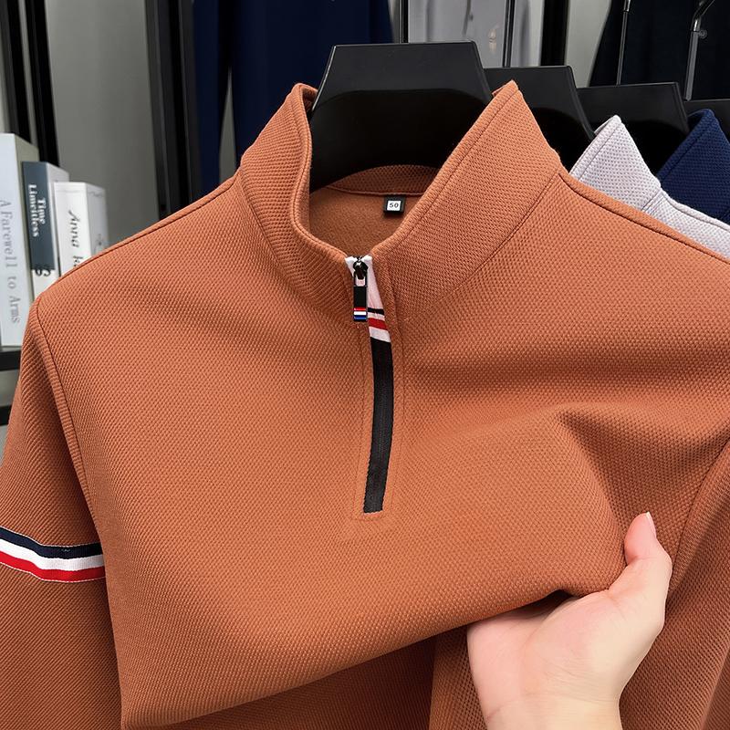 

Мужская толстовка с длинным рукавом, на половину молнии, со стойкой, для весны и осени 2025 года, новый стиль, осенний пуловер для мужчин среднего возраста M&Pack of 1