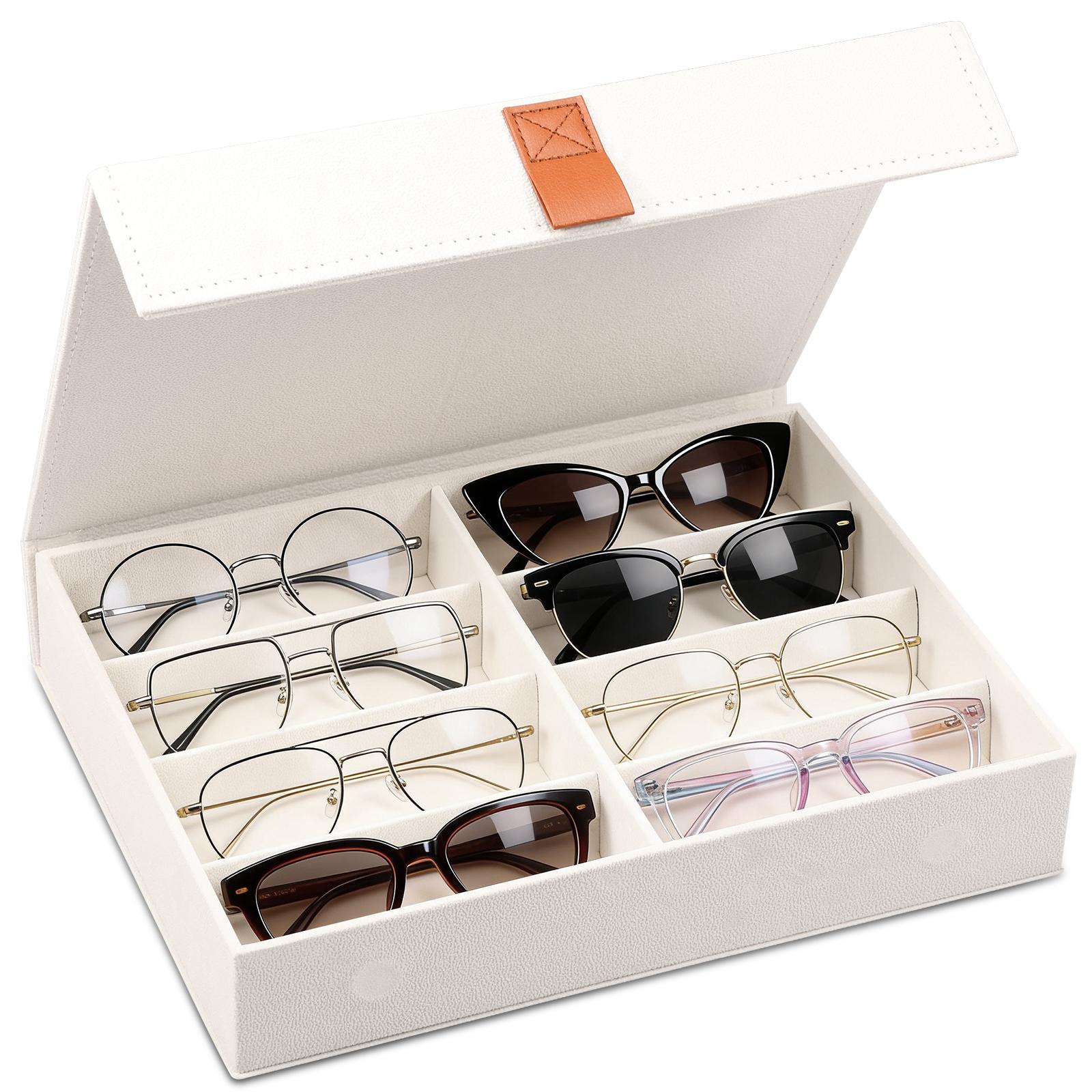 Sunglasses Storage Organizer Eyeglasses Display Case Holder Eyewear Storage Box Glasses Jewelry Holder with Magnetic Closure
