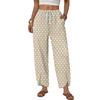 Women's Casual Wide Leg Drawstring Printed Pants with Loose Fit