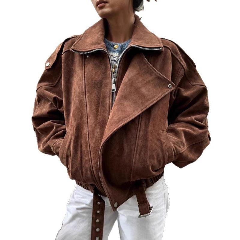 Women's Retro Y2K Style Brown Short Jacket - Spring/Autumn Casual Fashion