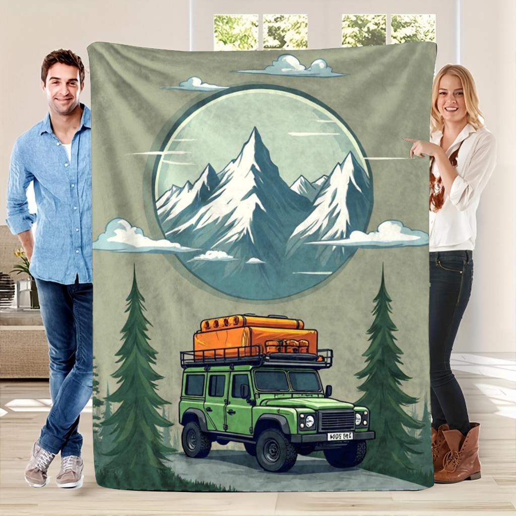 Mountain Explorer Design Pattern Flannel printed blanket suitable for all seasons suitable for living room office sofa travel