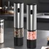 Electric Salt And Pepper Grinder Set with LED Light Adjustable Coarseness Salt Grinder Rechargeable Pepper Grinder for BBQ Camping