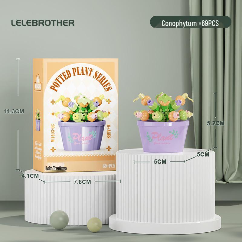 Preserved Flower Bonsai & Rose Succulent Building Blocks - Compatible with LEGO