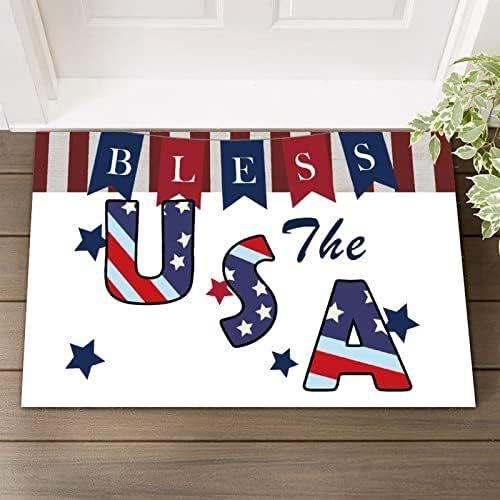 Patriotic 4th of July Independence Day Doormat Welcome Mat Entrance Floor Mat Patriotic Holiday Home Decorations