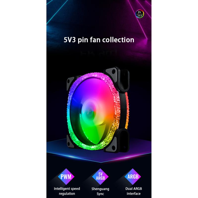 Argb Cpu Cooler Fan Colorful Radiator 12cm Pwm Temperature Control Synchronous Cooling Fan For