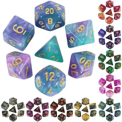 Sada kostek Stolní hry Roll Dice Galaxy Téma Mnohostěnná sada kostek Úžasný efekt barevného vesmíru Pro DND Příslušenství deskových her