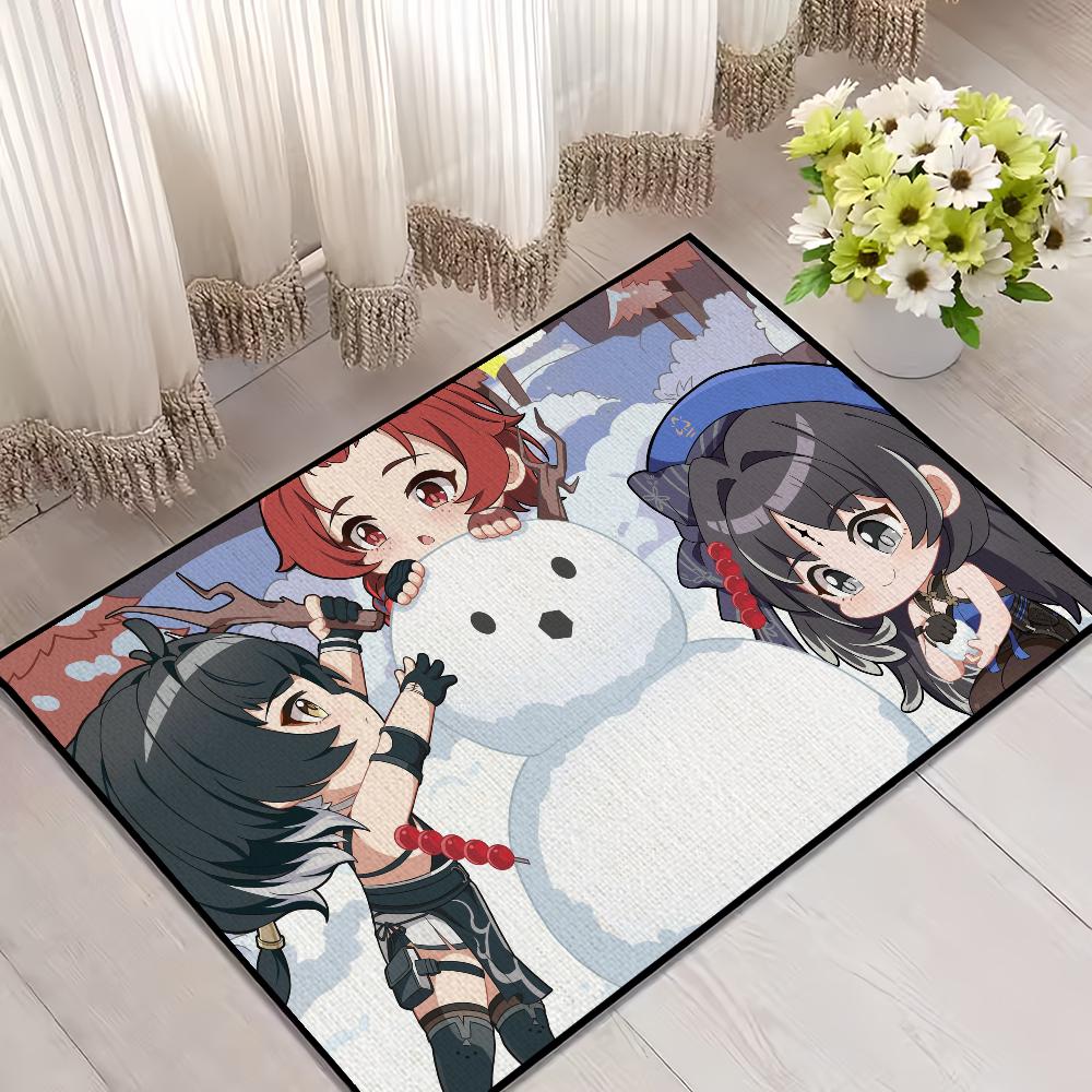 

Door Mat Wuthering For Q Game Bedroom Decoration Kitchen version Waves Bath Carpet House Super Absorbent Rug Foot Non-slip SJR40x60CM