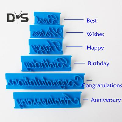 Moule à Fondant antiadhésif 6 pièces/ensemble, en plastique souple, décoration de gâteau joyeux anniversaire