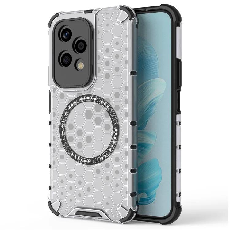 

Чехол For Honor 200 Lite Magnetic Case Honeycomb TPU+PC Cell Phone Cover - Прозрачный