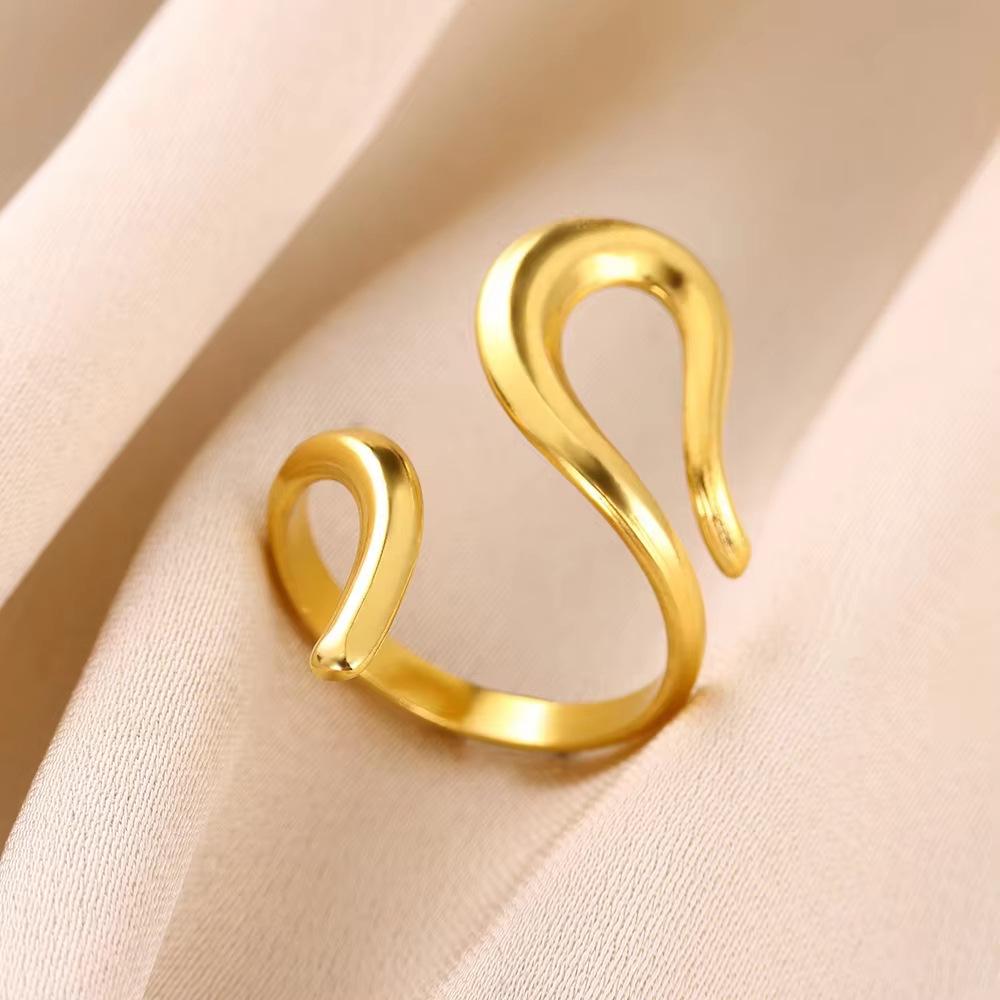 Inel Vintage din Oțel Titan Femeie Șarpe Auriu Versatil Simplu Hip Hop Personalitate Șarpe Deschis