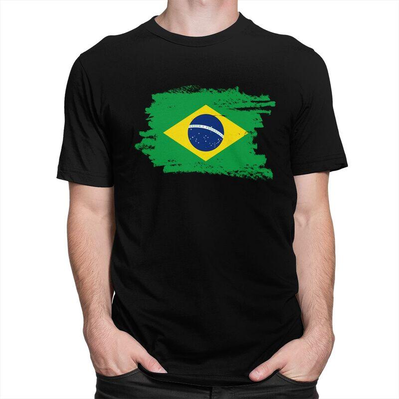 Custom Flag Of Brazil T Shirts Men ShortSleeve Brazilian Proud Tshirt Streetwear Tee Tops Pure Cotton Slim Fit Tshirt Merch