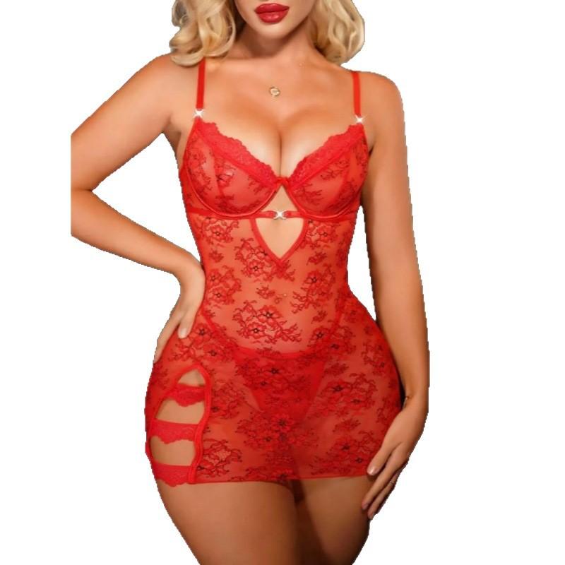 Sex pajamas lace perspective sexy underwear suspender pajamas fun underwear