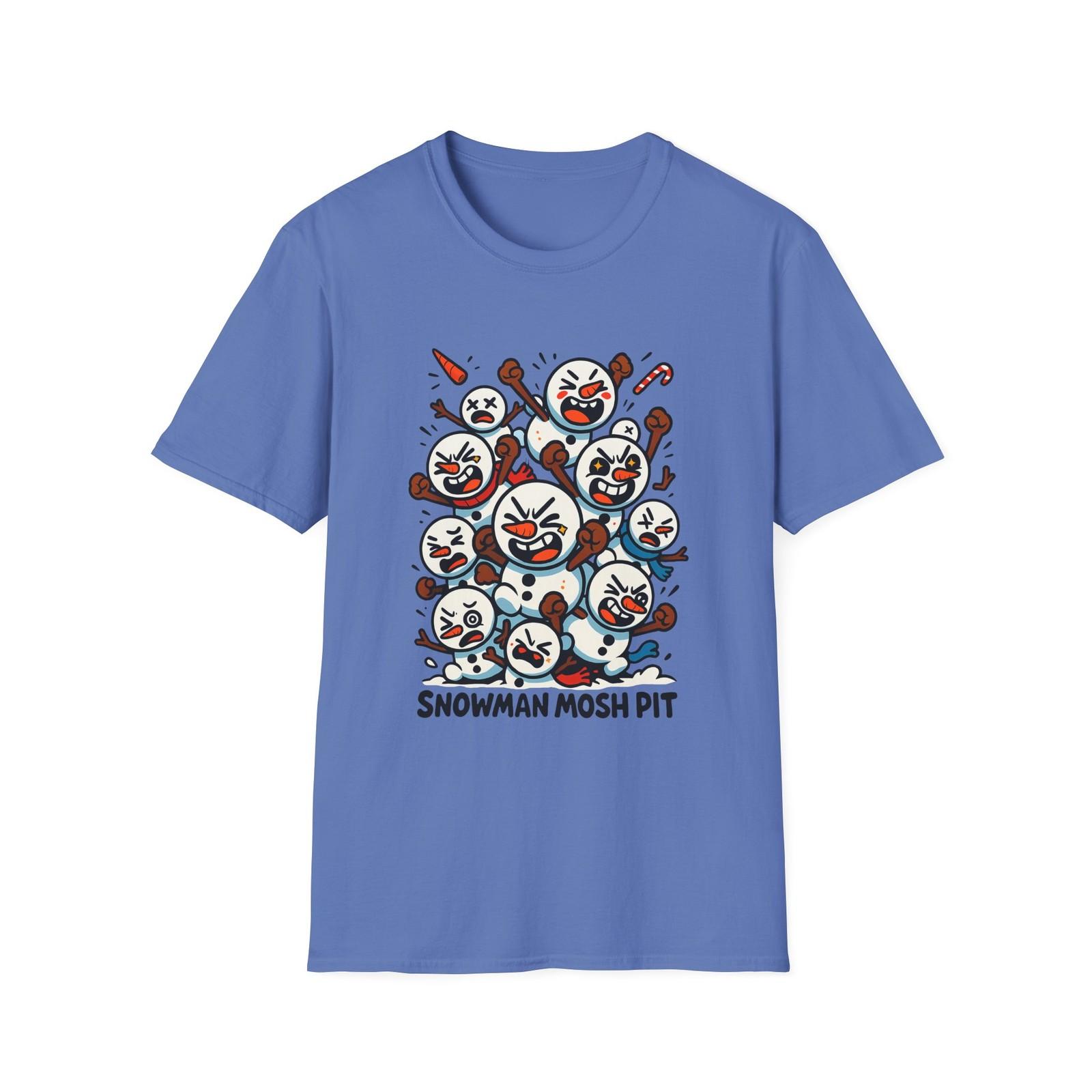 Unisex Softstyle T-Shirt Mens Womens Tees Top Snowman Mosh Pit Chibi Chaos Christmas Funny Holiday 4XL