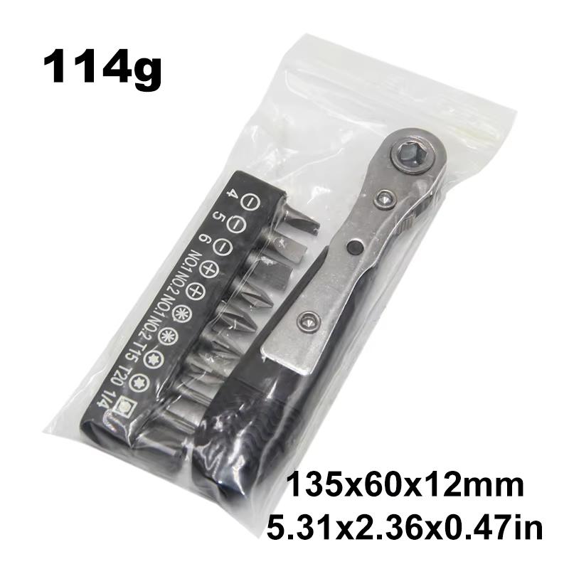 Double head 36 tooth black mini ratchet screwdriver forward reverse wrench cross shaped flat screw bits repair kit
