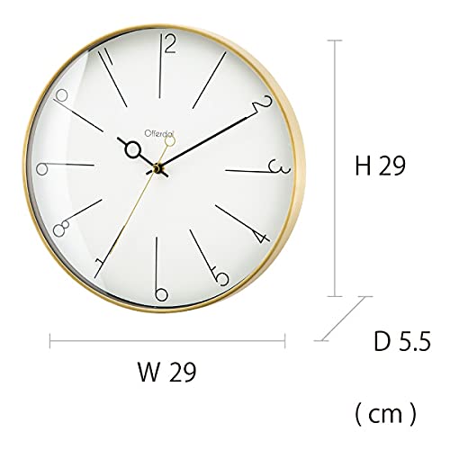 Interform Manon Wall Clock CL-3882, Gold and White, Modern, Elegant, Stylish, 29cm Diameter