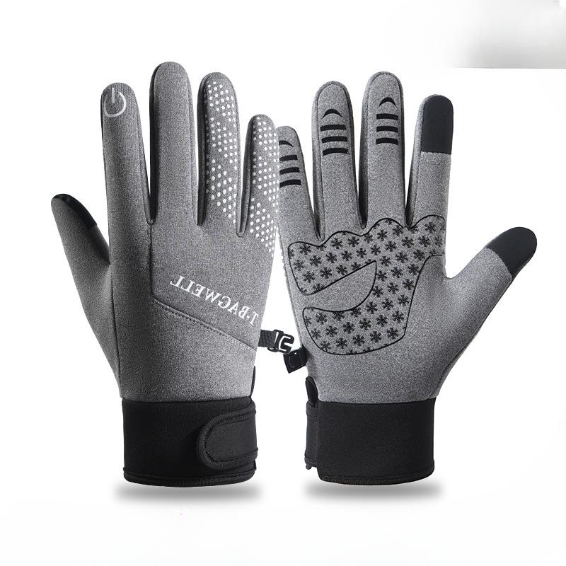 Winter Cycling Gloves Men's Waterproof and Non Slip Touch Screen Driving Outdoor Sports Cycling Windproof Plus Velvet Warm Gloves