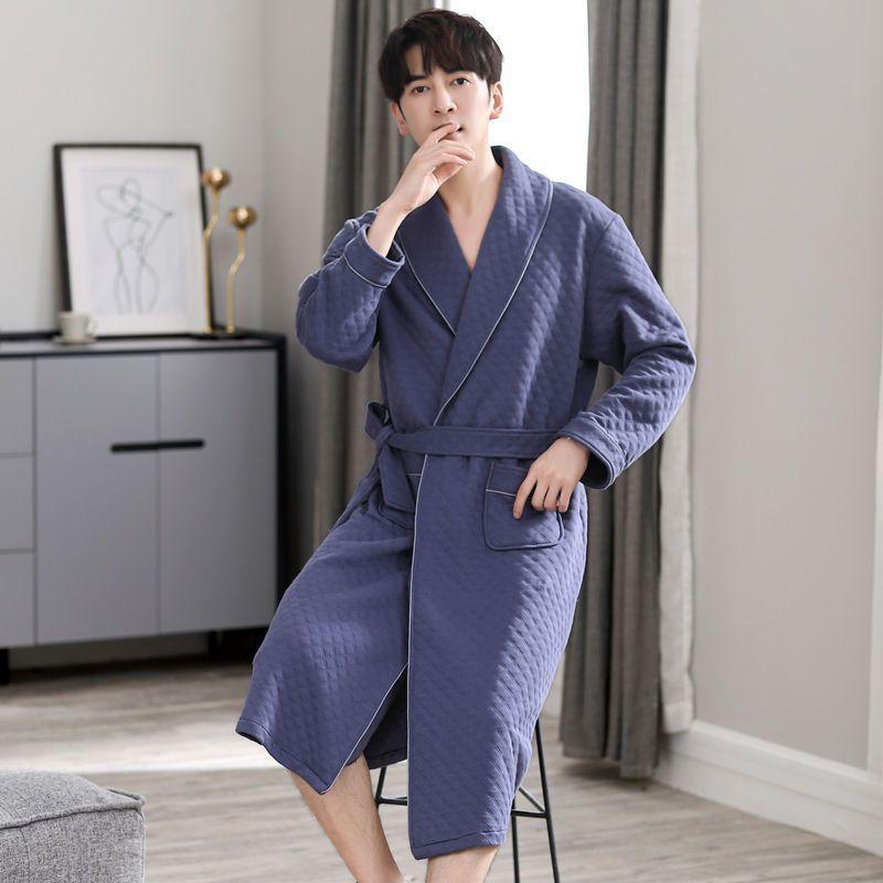 

Нові чоловічі піжами Осінь Зима Потовщений повітряний бавовняний сендвіч Халат Весняний чистий бавовняний тонкий сендвіч Інтегрований домашній одяг 4XL