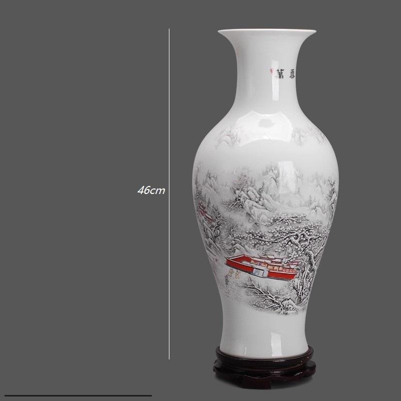 46cm Large Vase Jingdezhen Ceramic Vase Ornament Classical Blue and White Porcelain Pink Vase Home Decoration Decoration Crafts