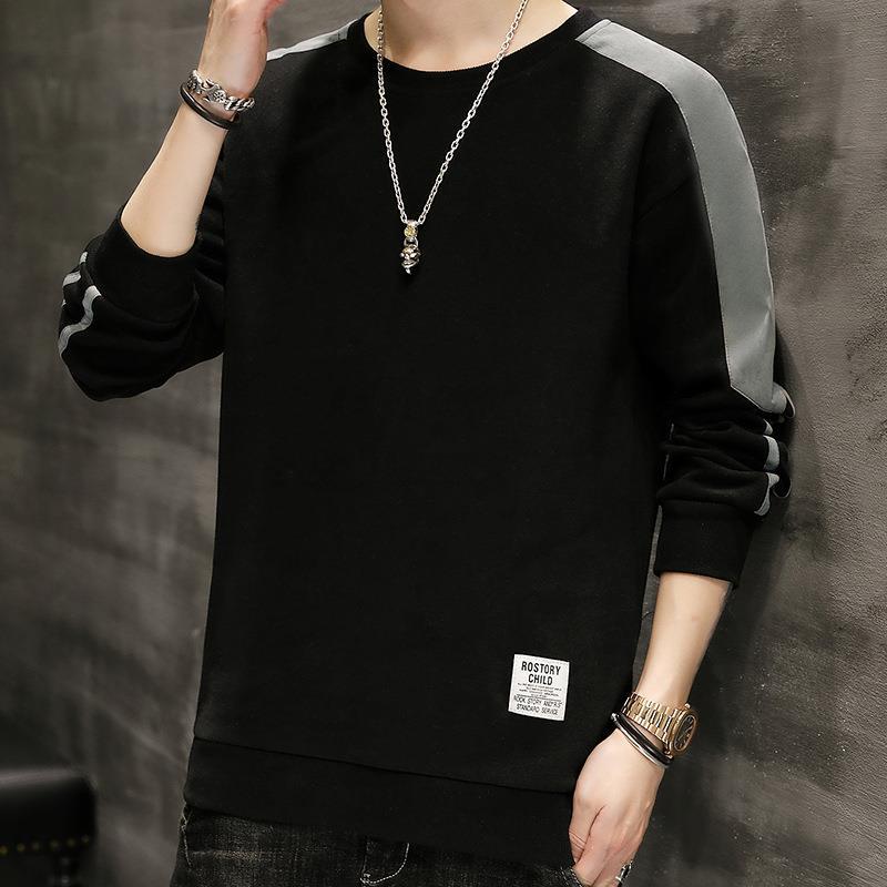 

Men s Spring New Printed Crew Neck Men s Bottoming Shirt Slim-fitting Simple Top M