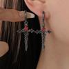 Vintage Gothic Thorn Rose Cross Pendant Earrings Suitable for Men and Women Creative Sweet Cool Style Jewelry Party Gifts