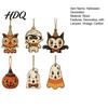 Halloween Door Frame Wooden Hang Tags 6Pcs Vintage Ornaments for Tree Decorations Black Cat Pumpkin Wood Cutout Cartoon Ghost Decor Owl Hanging