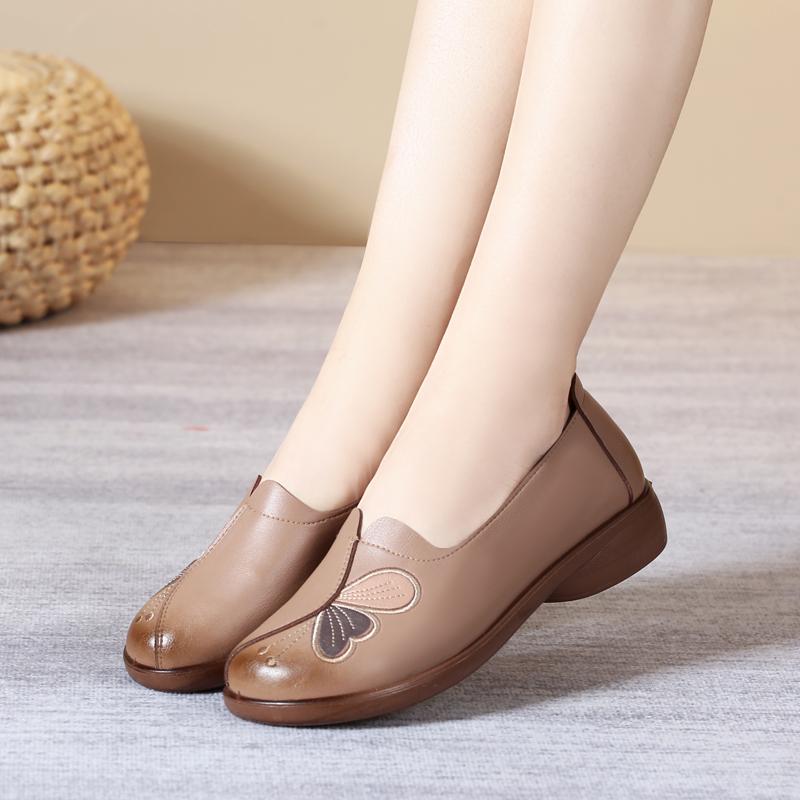 

Мокасины, женская обувь из мягкой кожи, женские прогулочные туфли без шнуровки, лоферы для мам, женские удобные туфли на плоской подошве 41 хаки