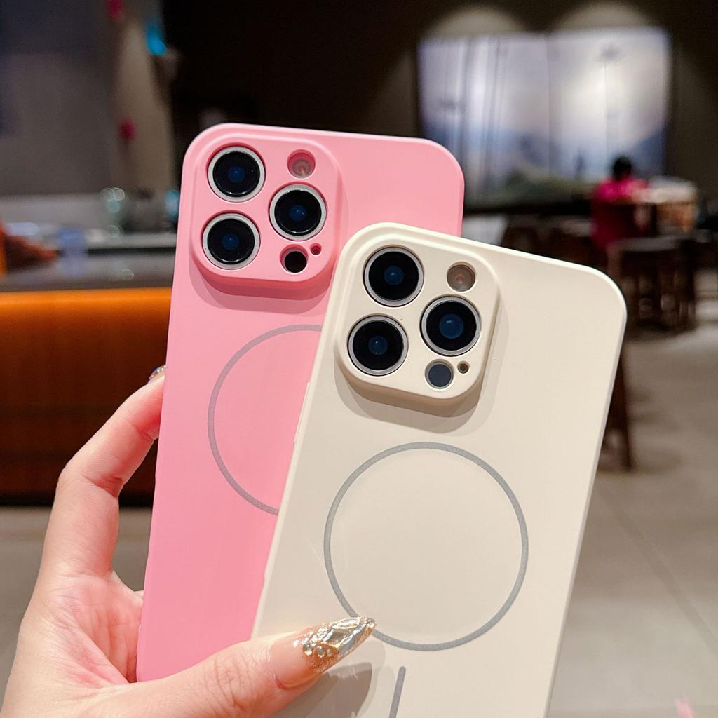 Premium sense liquid mobile phone case is suitable for Apple 17PM solid color skin sense 16Pro fine ring magnetic protective case 15/11