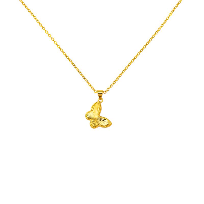 Luxuriöser Damen-Schmetterlingsanhänger mit Laser-Gravur: Goldfarben, Schmuck mit langanhaltender Farberhaltung