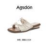 Augustine French slippers women's summer wear 2025 new low-heeled bow with skirt soft-soled beach sandals