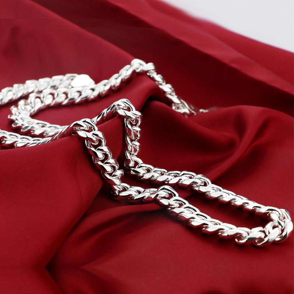 Men's Hip Hop Horsewhip Chain Necklace Thick Platinum Plated European and American Geometric Jewelry