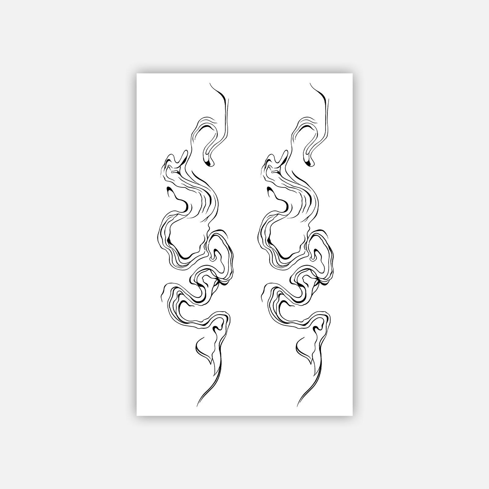 Herbal Juice Small Fresh Sun Moon Tree Line Totem Lasting Waterproof Tattoo Sticker 12*19