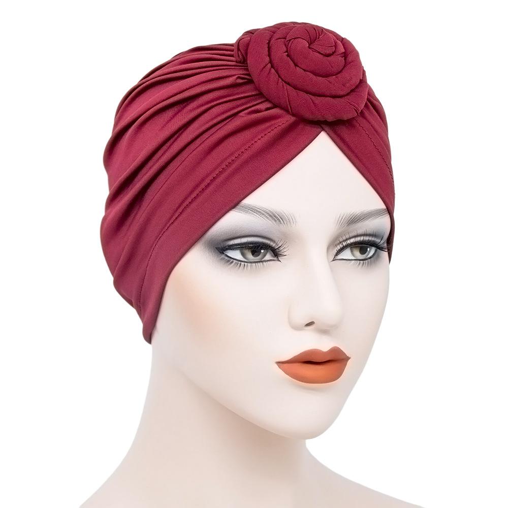 Women Knotted Turban Bonnet Hijab Cap Headband Muslim Hat Head Cover Hair Accessories