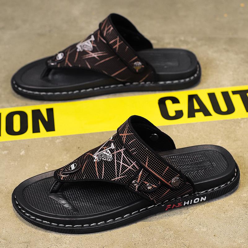 Fashion Brand Summer Men's Sandals Genuine Leather Men Slippers Gladiator Men Beach Sandals Soft Comfortable Outdoors Wading Shoes