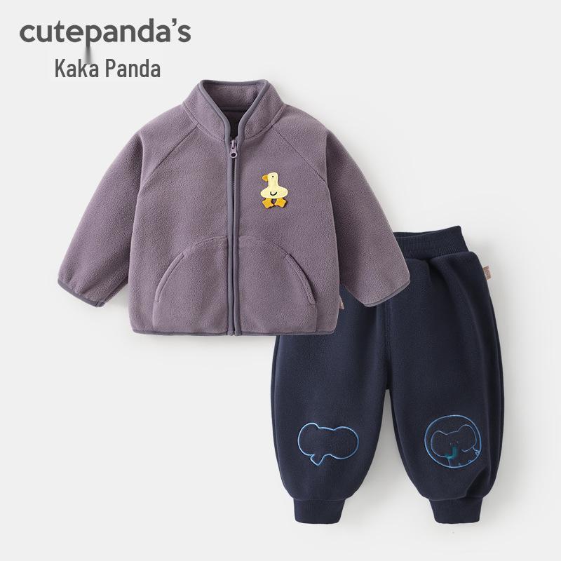 

Kaka Panda Kids Fleece Jacket and Pants Set - Winter Warm Clothes for Boys and Girls 80 cm темно-фіолетовий колір/Темно-синій