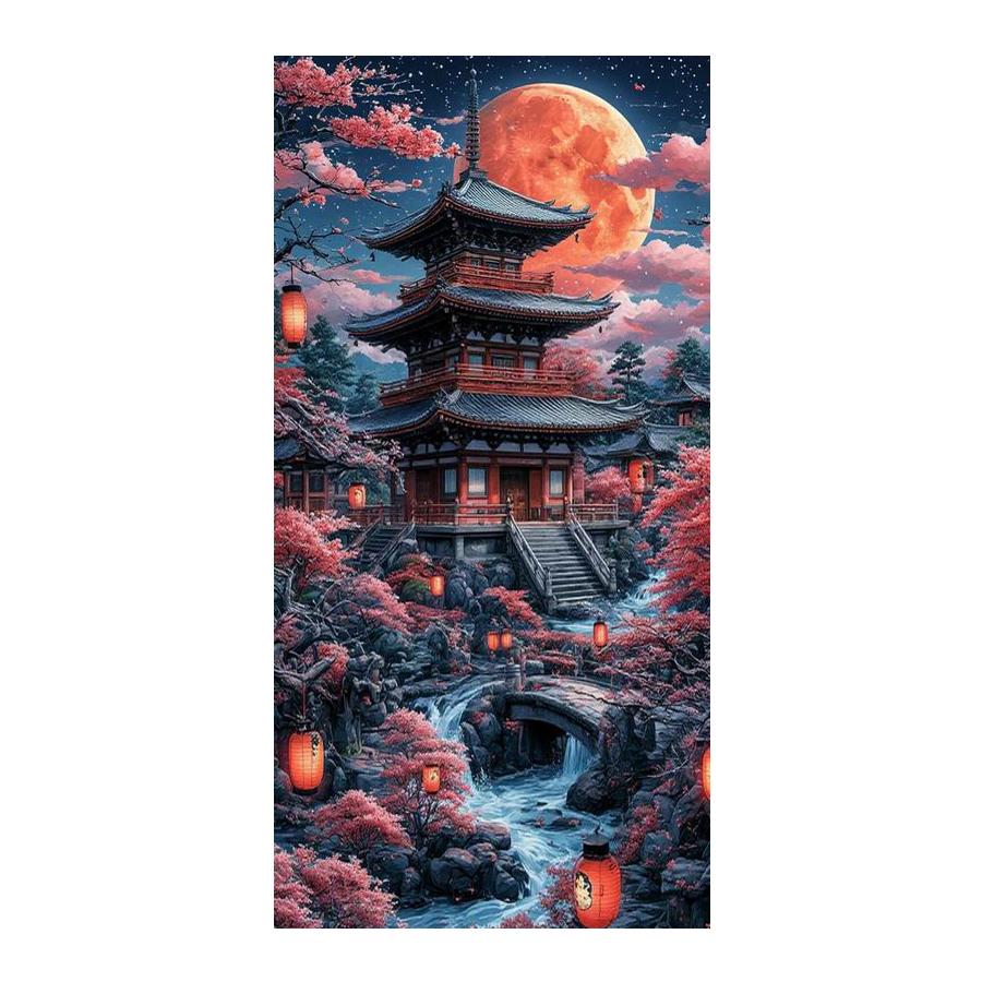 Large Size Diamond Painting Moon Attic Lantern Landscape Diy Full Square Round Drill Rhinestone Embroidery Mosaic Cross Stitch Kits Wall Decor