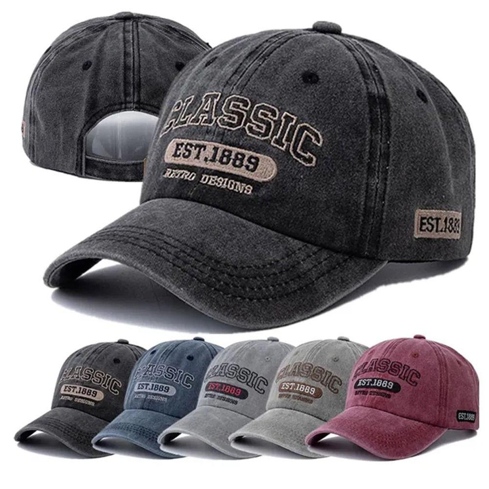 Fashion Classic EST.1889 Embroidery Baseball Cap Visor Washed Cotton Peaked Cap Adjustable Baseball Hats For Man Women Unisex