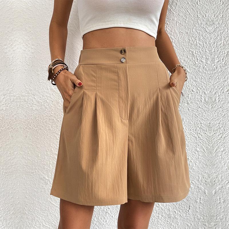2025 Summer Women's High-Waisted Elegance: European & American Commuter Wide-Leg Shorts