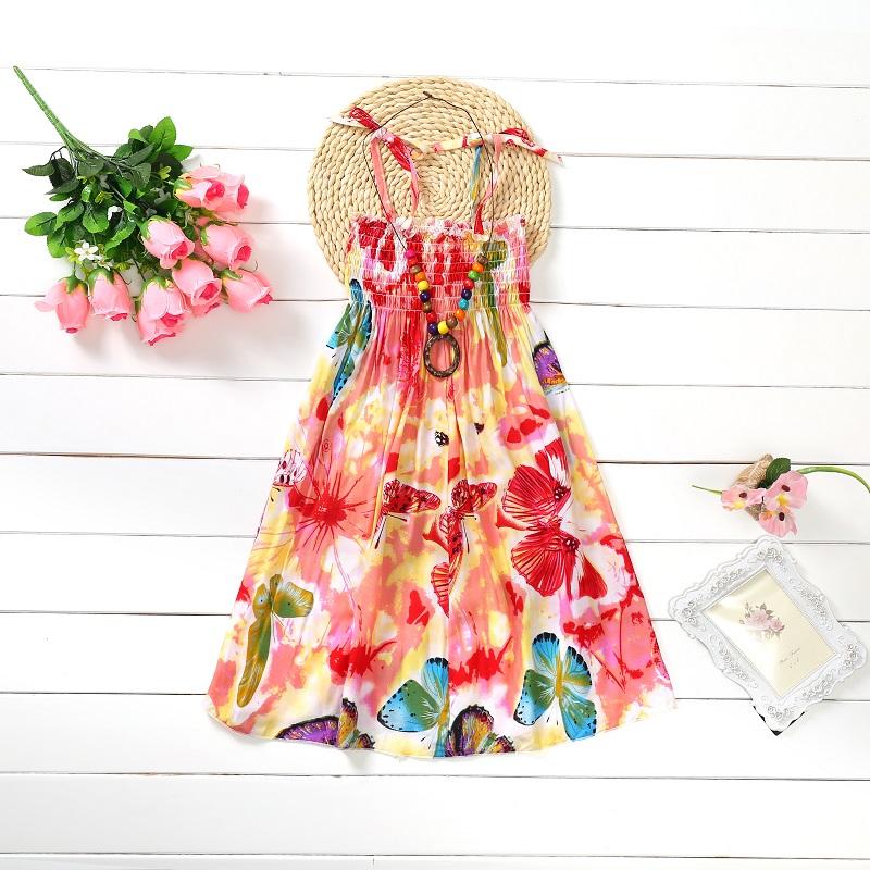 Rochie de vară cu flori pentru fete, cu bretele, volane, stil boem, rochii de prințesă de plajă pentru îmbrăcăminte fete 2 6 8 12 ani