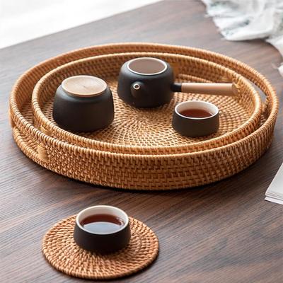Vietnamese Rattan Woven Tray - Japanese Nordic Style Coffee Table Storage & Fruit Plate