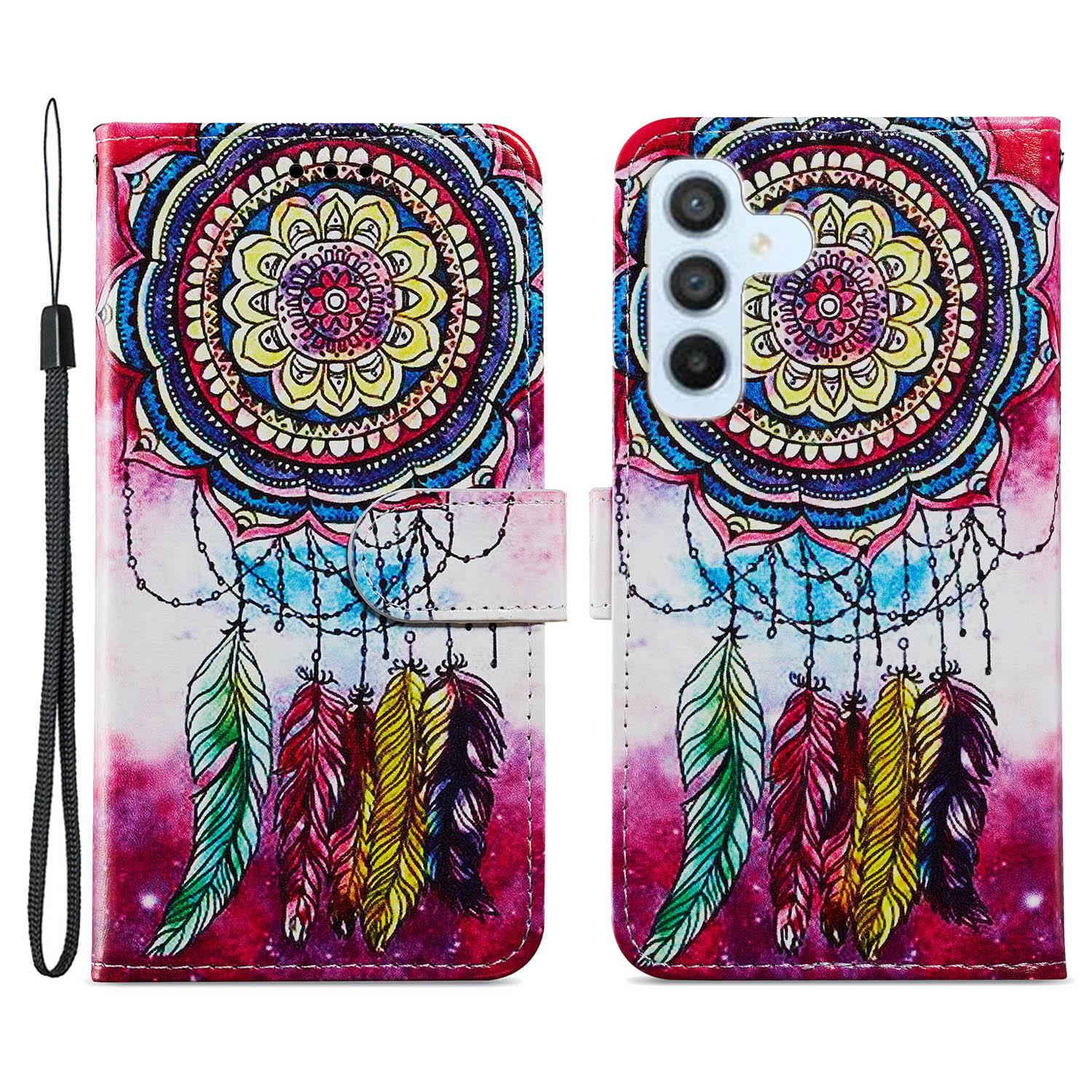 

For Samsung Galaxy A34 5G Wallet Phone Case Pattern Printing PU Leather Stand Flip Cover with Strap Dream Catcher