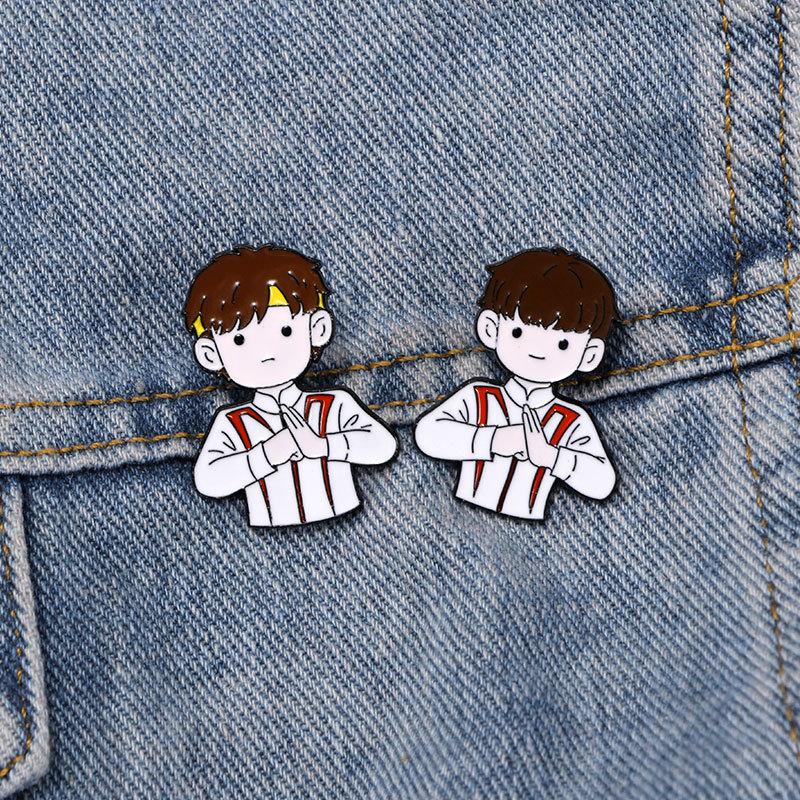 National Ping Sha Head Combination Cartoon Badge Athlete Metal Brooch Clothes Bag Accessories Gift Commemorative Badge