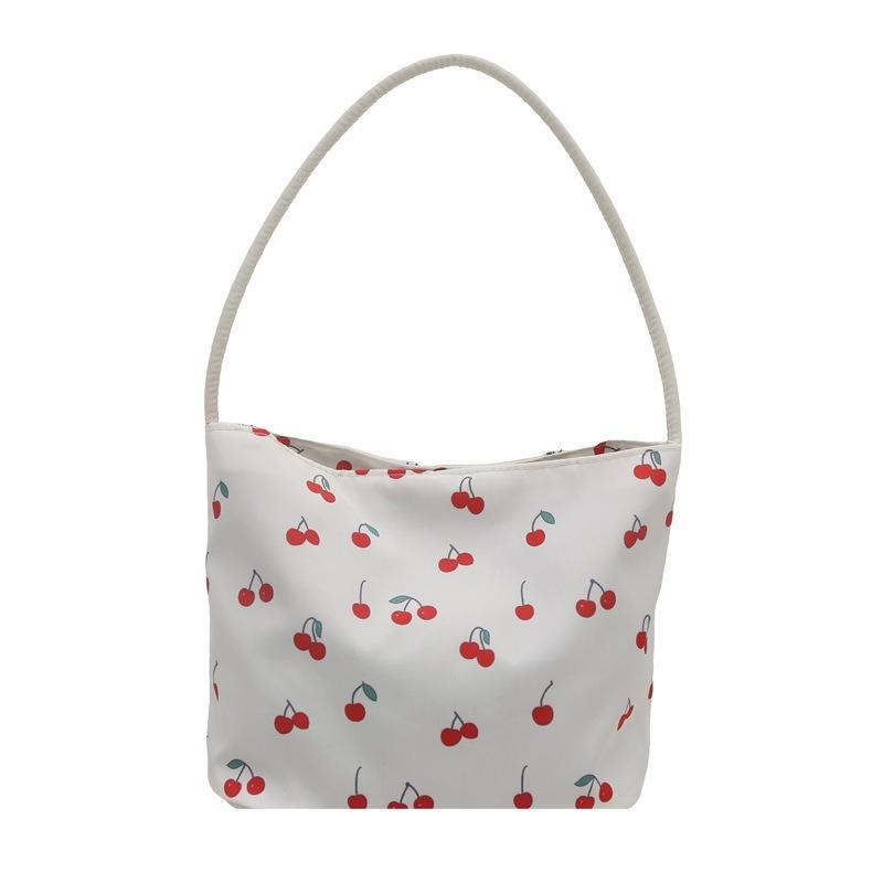 Cherry Print New Large-capacity Student Commuter Bag Niche Design Shoulder Messenger Women's Bag