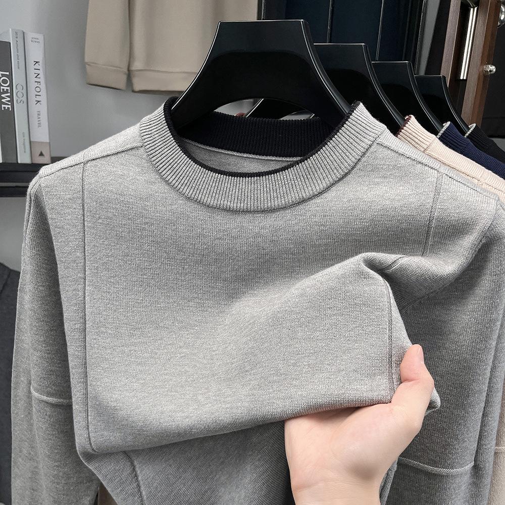 

2025 Men s High-End Winter Casual Knitted Sweater - Long Sleeve, Round Neck Base Layer 4XL (175-190 kg) сірий колір