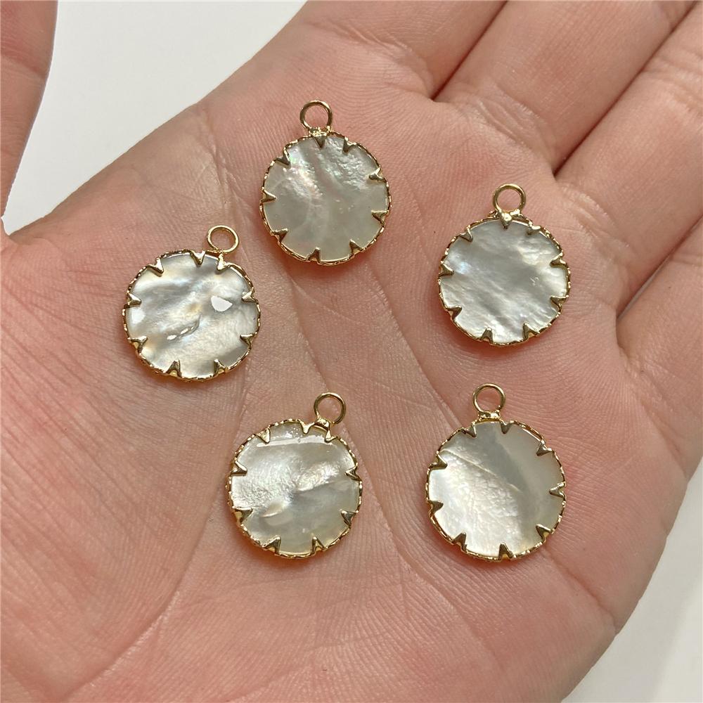 2pcs/Set New Natural Mother-of-pearl Shell Pendants Reiki Heal Charms for Summer Fashion Boho Jewelry Making Necklace Earrings