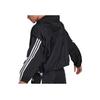 Adidas Classic Three Stripe Zip-Up Sports Hoodie Women Jackets Black HA0812