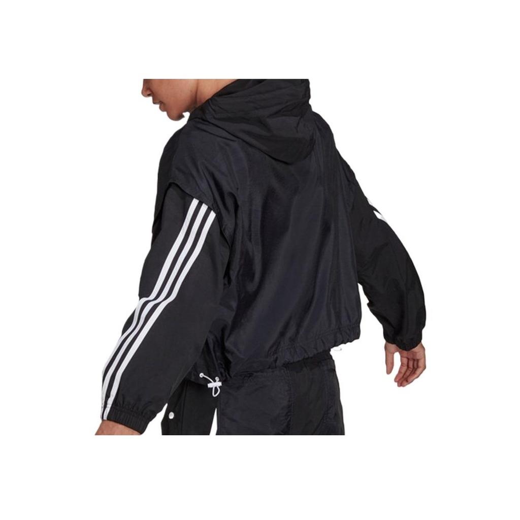 Adidas Classic Three Stripe Zip-Up Sports Hoodie Women Jackets Black HA0812