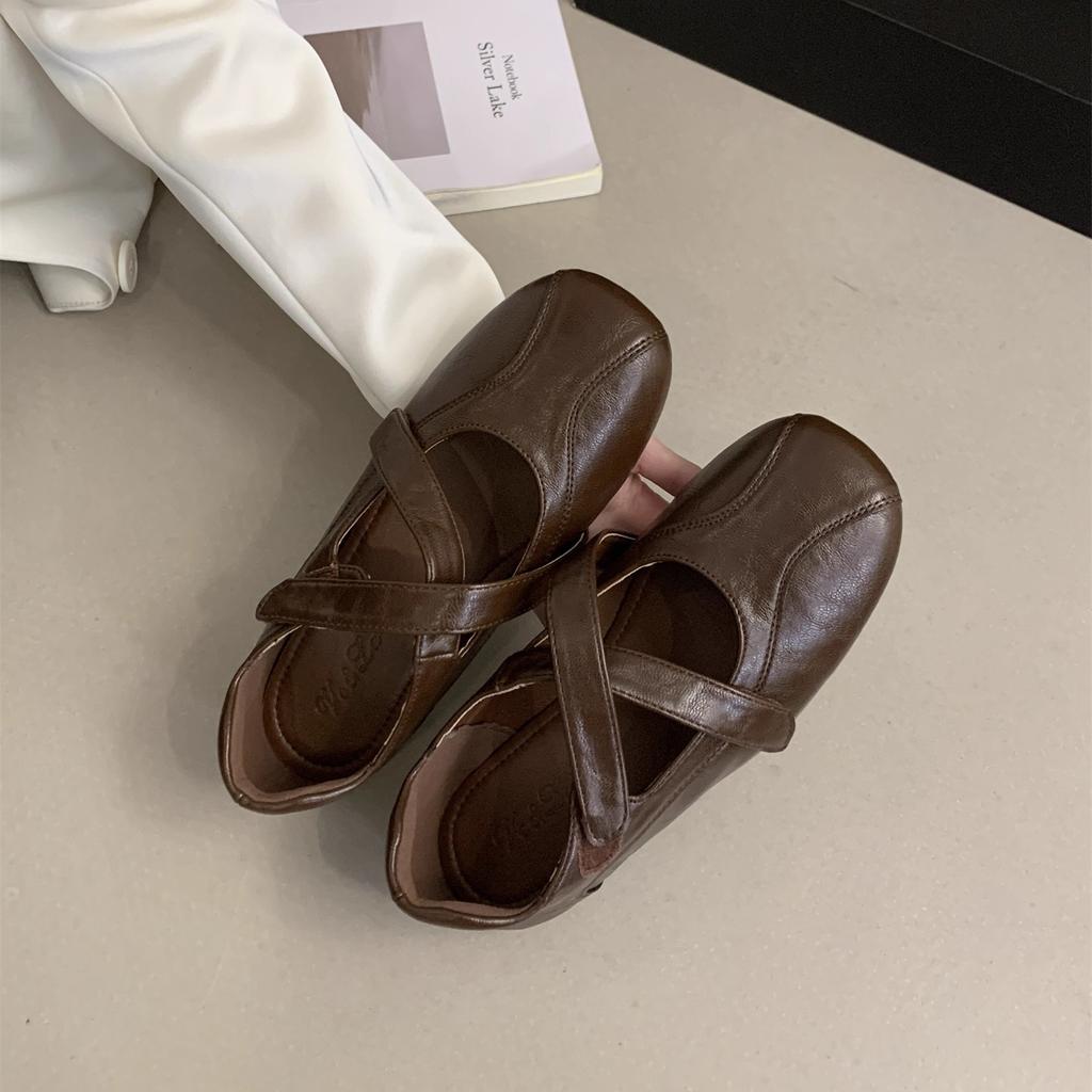 French Retro Cross Belt Mary Jane Shoes Girl 2025 Autumn New Fairy Ballet Shoes Shallow Mouth Flat Shoes
