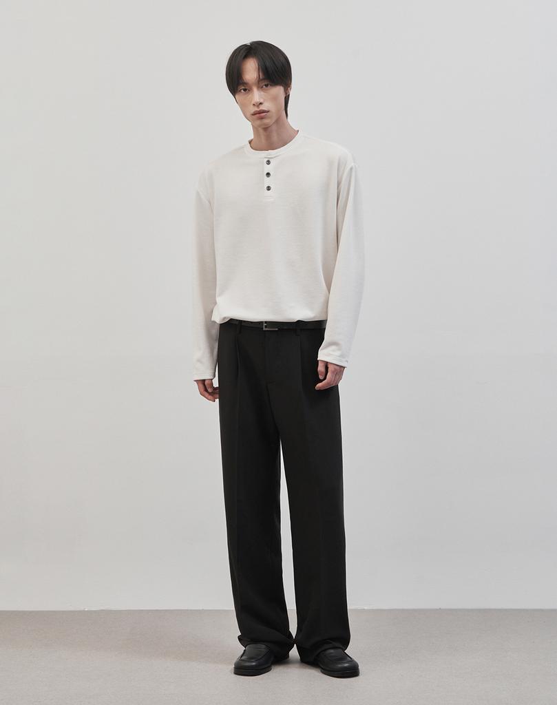 WORK ON BODY OFF Rested Semi-Overfit Henley Neck Knit (4 Colors)