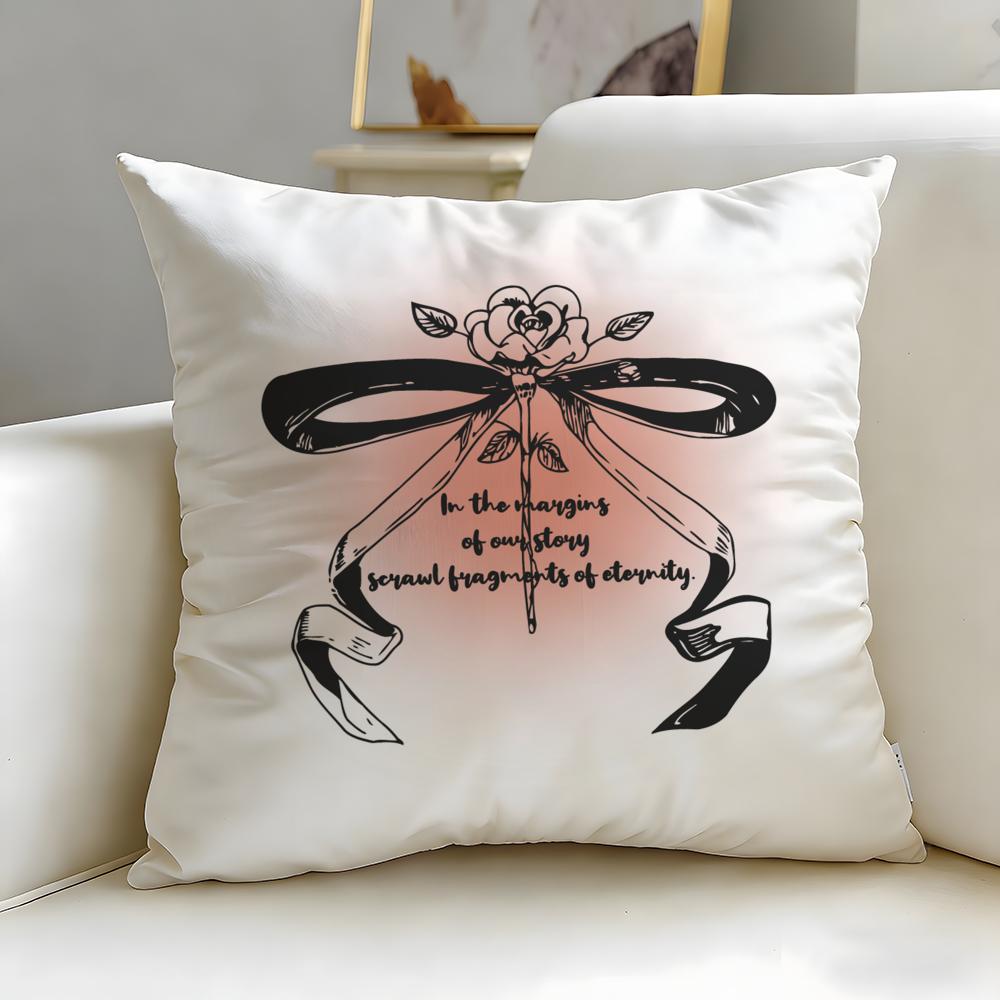 classic theme Bow Cushion Cover Soft  EasyWash Pillow Case  Versatile for Couch Bed Travel and Office
